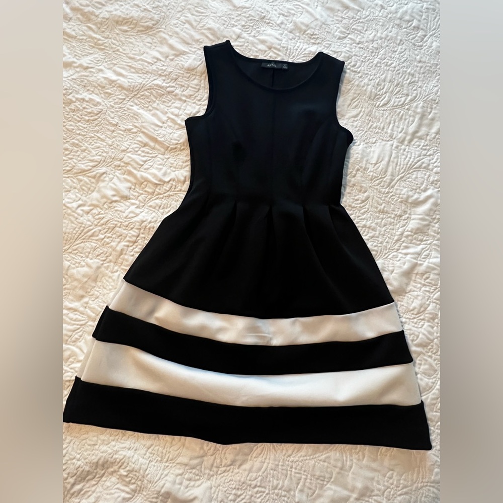 Apt. 9 Black and Cream Fit and Flare Mini Dress